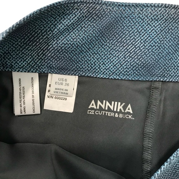 Annika Cutter & Buck Teal Patterned A-Line Golf Skirt Size 6 - Picture 3 of 4